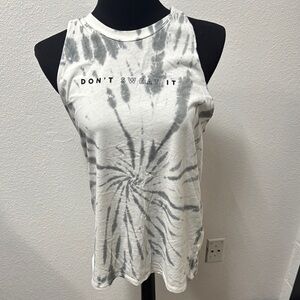 Victoria's Secret White and Gray Tie-Dye Sleeveless Muscle Tee